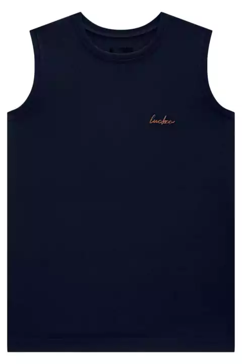 Regata Lucboo Meia Malha Azul Marinho