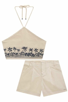 Conjunto Lilimoon Cropped com Flores e Short - Amora