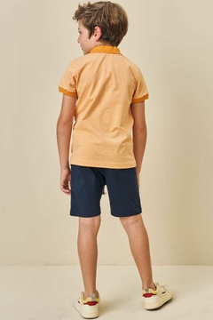 Conjunto Lucboo Polo Laranja e Bermuda Preta - comprar online