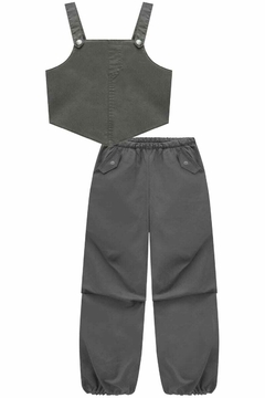 Conjunto Vic&Vicky Cropped e Calça Parachute