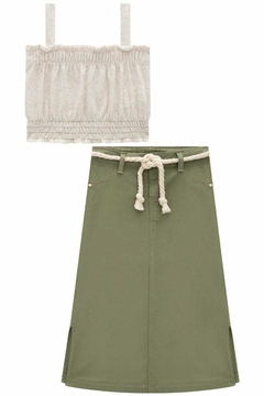 Conjunto Infanti Cropped e Saia Midi em Sarja Pita na internet