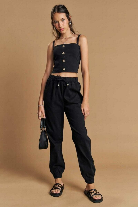 Conjunto Lilimoon Cropped e Calça Jogger Preto