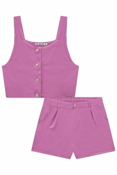 Conjunto Lilimoon Top Cropped e Short Rosa - comprar online