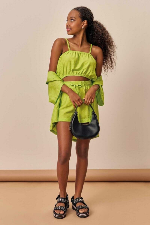 Conjunto Lilimoon Camisa Over, Top e Short Verde