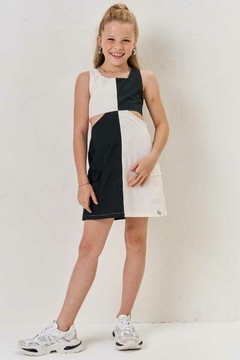 Vestido Vic&Vicky Tecno Cargo Preto e Branco