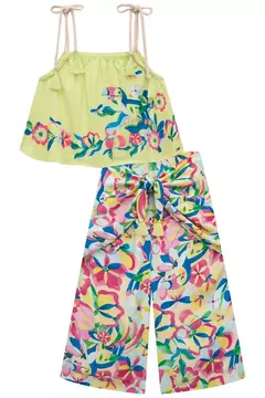 Conjunto Infanti Blusa Boxy Air Flow e Calça Pareô - Amora