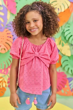 Conjunto Infanti Bata Rosa e Short Jeans Bellini - comprar online