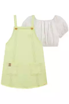 Conjunto Infanti Blusa Boxy e Salopete Sarja Pita - Amora