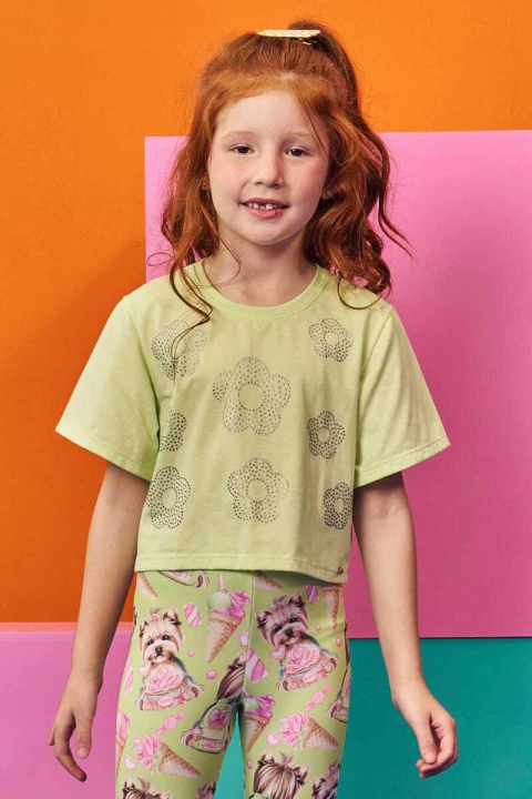 Blusa Kukie Boxy Over Flores Verde - comprar online