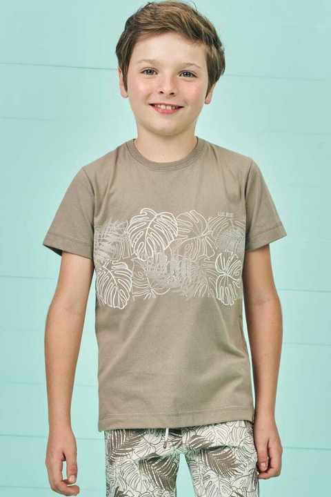 Camisa Lucboo Folhas Meia Malha Marrom