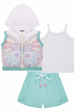 Conjunto Kukiê Colete Borboleta, Regata e Short Rosa na internet