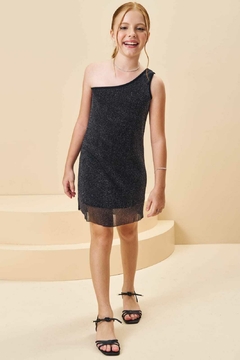 Vestido Vic&Vicky Preto Tule Shine Forrado com Brilho