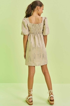 Vestido Vic&Vicky Linho Maquinetado Bege - Amora