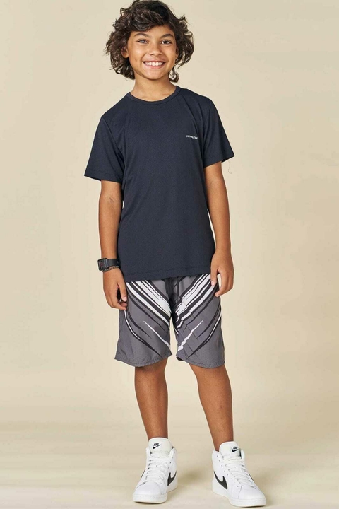 Conjunto John Fox Camiseta em Malha Speed Dry Fit e Bermuda Nylon Preto
