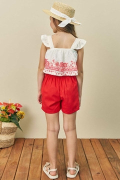 Conjunto Infanti Blusa Boxy Laise e Short Saia Vermelho - Amora