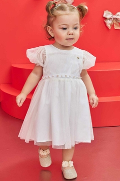 Vestido Infanti Tule Dots Branco