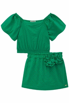 Conjunto Infanti Blusa Boxy e Short Saia Verde na internet