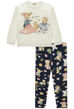 Conjunto Kukiê de Blusão em Moletom com Pelúcia e Legging - Amora