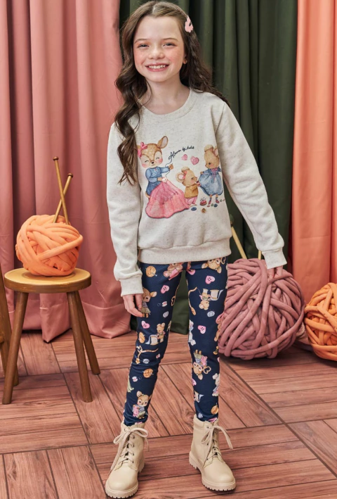 Conjunto Kukiê de Blusão em Moletom com Pelúcia e Legging - comprar online