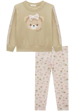 Conjunto Kukiê de Blusão de Moletom sem Pelúcia e Calça Legging - Amora