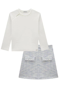 Conjunto Lilimoon de Blusa em Canelado e Saia em Malha - Amora