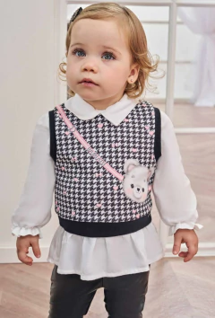 Conjunto Infanti de Camisa em Viscose Sarjada com Calça Legging em Couro - comprar online