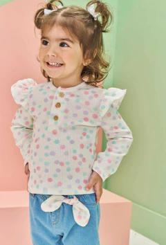 Conjunto Kukiê de Blusa em Malha Waffle e Calça Jeans com Elastano - comprar online