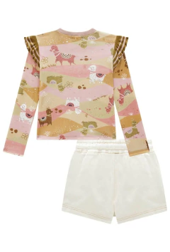 Conjunto Kukiê de Blusa em Malha Waffle e Short Saia em Sarja - loja online