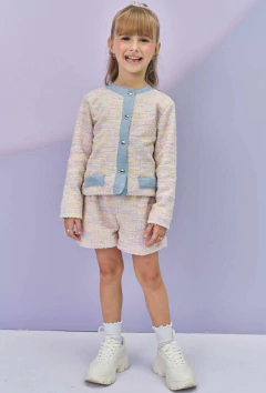 Conjunto Infanti de Jaqueta Boxy e Shorts em Malha Tweed Firenzi - comprar online