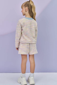 Conjunto Infanti de Jaqueta Boxy e Shorts em Malha Tweed Firenzi na internet