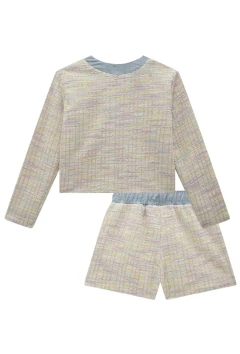 Conjunto Infanti de Jaqueta Boxy e Shorts em Malha Tweed Firenzi - loja online