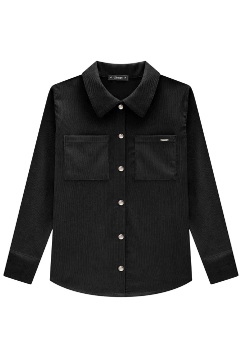 Camisa Lilimoon Overshirt em Cotelê Preto - comprar online