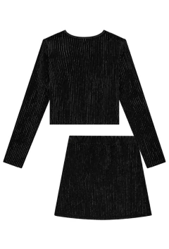 Conjunto Lilimoon Cropped e Saia em Malha Plissad Shine - loja online