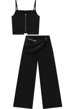 Conjunto Vic&Vicky de Top Cropped e Wide Leg em Alfaiataria - loja online