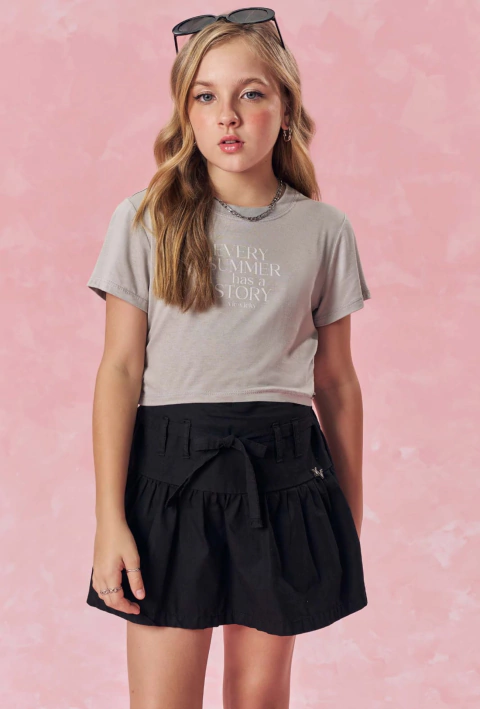 Short Saia Vic&Vicky em Sarja com Elastano Preto - comprar online