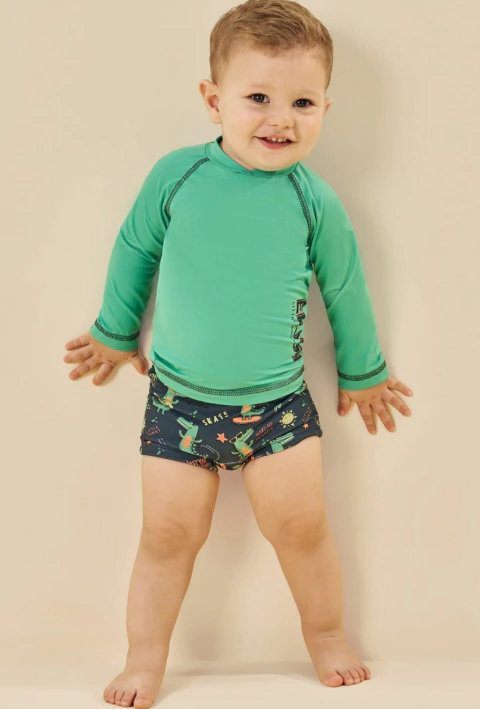 Conjunto John Fox de Camiseta e Sunga em Malha UV Verde - comprar online