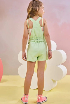 Conjunto Infanti de Top em Ribana e Jardineira em Moletom - Amora