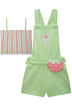 Conjunto Infanti de Top em Ribana e Jardineira em Moletom - loja online