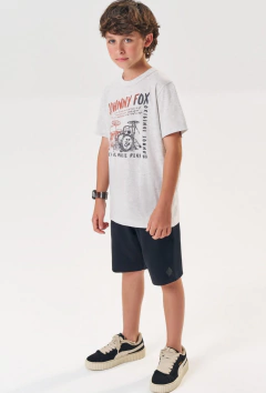 Camiseta John Fox em Meia Malha com Estampa Cinza - Amora