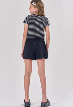 Conjunto Lilimoon de Blusa Cropped em Canelado Stripes e Short Saia em Moletom na internet