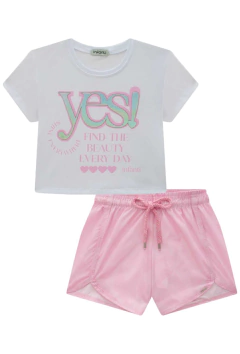 Conjunto Infanti de Blusa Boxy Over em Malha e Shorts em Nylon Aspen na internet