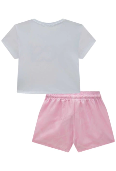 Conjunto Infanti de Blusa Boxy Over em Malha e Shorts em Nylon Aspen - Amora