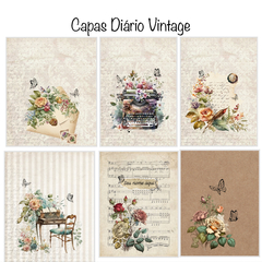 Diário de anotações vintage com opção de diversas capas - 200 páginas - belajupersonalizados