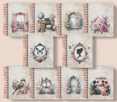 Agenda VINTAGE Tons de Rosa 2025 1 Dia por Página capa - loja online