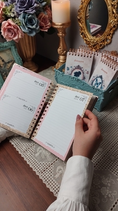 Agenda VINTAGE Tons de Rosa 2025 1 Dia por Página capa - belajupersonalizados