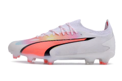 Chuteira Puma Ultra Ultimate Campo FG - Branco/Rosa