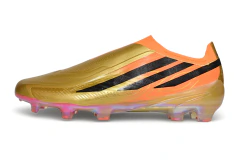 Chuteira Adidas F50 Hyperfast Laceless FG - Laranja/Dourada