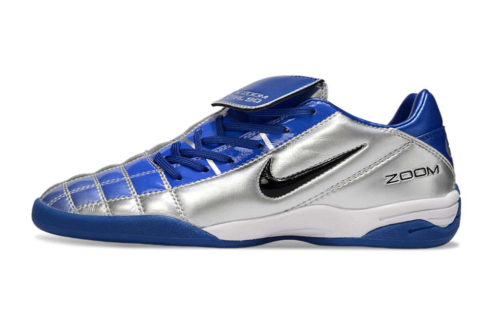 Chuteira Nike Total 90 Futsal Cinza/Azul – Agilidade e Conforto