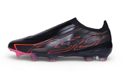Chuteira Adidas F50 Hyperfast Laceless FG - Preto/Vermelho