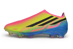 Chuteira Adidas F50 Hyperfast Laceless FG - Rosa/Amarelo